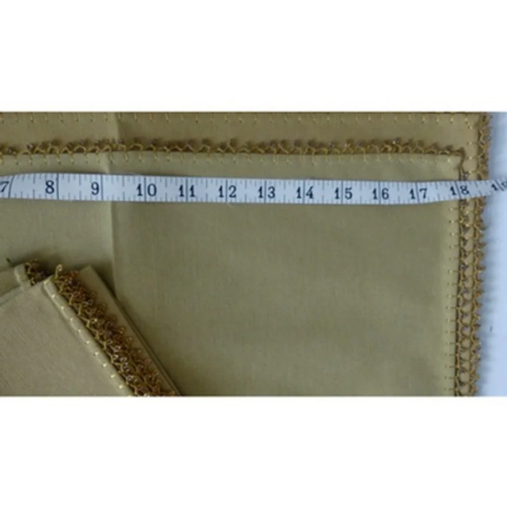 Gold Placemat and Napkin Set 12pc Beaded Crochet Trim Table Linens Service for 6